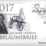 Lot 72: Konvolut 1. Fahrrad- Briefmarken- Komplettausgabe DDR, Brl.+BRD, 2. Ersttagsbrief und 3. 20 €- Silbermünze Drais-Jubiläum von 2017